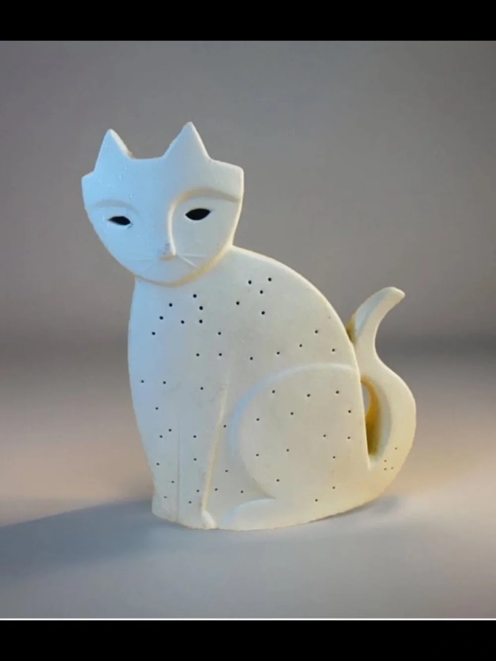 Starry Nights White Ceramic White Cat Lamp Peter Shoebridge RARE HTF OOAK